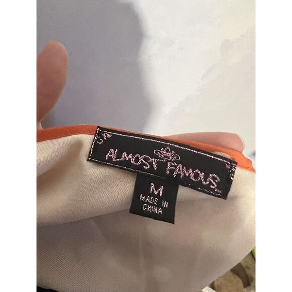 Almost Famous Orange Cream Polka Dot Hi Low Blouson Tank Midi Dress Juniors - Picture 6 of 10